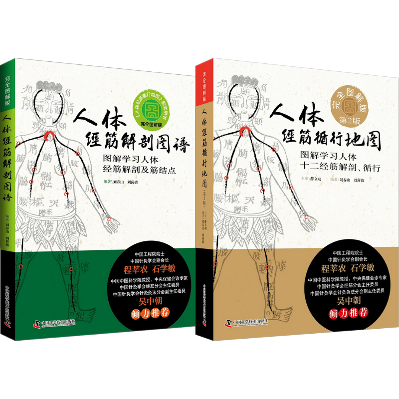 《人體經筋解剖圖譜》+《人體經筋循行地圖》2冊套裝